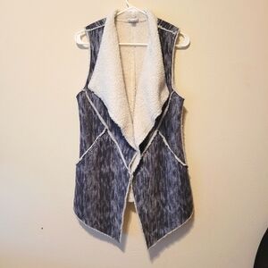 Women's‎ LuLaRoe Marlow Black/Gray Sherpa Lined Open Front Vest Jacket Size S